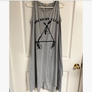 Vintage LingLing "Archery Clur" Grey, Black & Blue Tank Dress